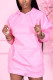 Pink Sweet Solid Patchwork Hooded Collar Pencil Skirt Dresses