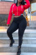 Red Sportswear Letter Print O Neck Long Sleeve Two Pieces