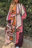 Pink Casual Print Patchwork O Neck Long Sleeve Two Pieces