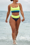 Blue Sexy Solid Patchwork Swimwears