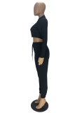 White Casual Solid Patchwork Mandarin Collar Long Sleeve Two Pieces
