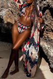 Black Fashion Sexy Print Basic Swimwears Set