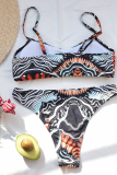 Red Sexy Print Patchwork Party Swimwears