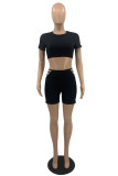 Red Sexy Casual Solid Hollowed Out O Neck Short Sleeve Two Pieces