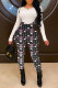 Black Pink Fashion Casual Print Basic O Neck Long Sleeve Two Pieces
