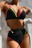 Multicolor Fashion Sexy Patchwork Backless Swimwears