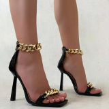 Pink Sexy Street Patchwork Chains Opend Out Door Shoes