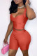Orange Red Sexy Casual Solid Backless Spaghetti Strap Sleeveless Two Pieces