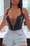 Black Sexy Solid Bandage Zipper Spaghetti Strap Regular Jumpsuits