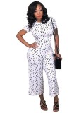 White Polyester Dot Patchwork Print Fashion sexy Jumpsuits & Rompers