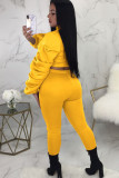 Black Sexy Solid Two Piece Suits pencil Long Sleeve Two-piece Pants Set
