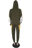 Black Casual Leopard Print Two Piece Suits Patchwork pencil Long Sleeve