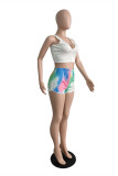 Multicolor Sexy Casual Print Tie-dye U Neck Sleeveless Two Pieces