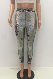 Multi-color Elastic Fly High Sequin Skinny Pants