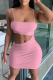 Pink Sexy Solid Hollowed Out Spaghetti Strap Pencil Skirt Dresses
