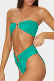 Green Fashion Sexy Solid Backless Swimwears