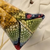 Yellow Fashion Print Chain Strap Messenger Bag
