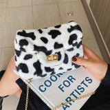 Black Fashion Casual Print Chain Strap Crossbody Bag