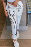 White Fashion Casual Adult Print Loose Bottoms
