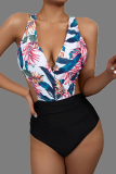 Red Sexy Print Bandage Split Joint Swimwears