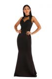 Blue Polyester adult Celebrities Fashion Off The Shoulder Sleeveless O neck Mermaid Floor-Length Solid Pa