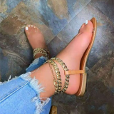 White Sexy Street Patchwork Chains Opend Comfortable Out Door Shoes