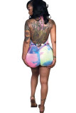 Pink Sexy Fashion bandage Print Backless Patchwork Polyester Sleeveless O Neck Rompers