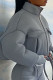 Grey Casual Solid Mandarin Collar Outerwear