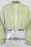 Grey Casual Solid Patchwork O Neck Mid Waist Tops