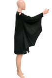 Black Fashion Sexy Adult Print Slit O Neck Long Sleeve Mini Pencil Skirt Dresses