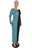 Red Casual Plaid Patchwork O Neck Straight Dresses
