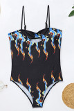 Black Sexy Print Hollowed Out Swimwears