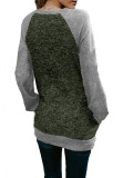 Light Gray O Neck Long Sleeve Patchwork Sweaters & Cardigans