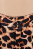 Leopard print Polyester Fashion adult Sexy Leopard Print Two Piece Suits Slim fit Patchwork Camouflage pencil Long