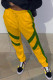 Green Yellow Sportswear Solid Patchwork With Belt Regular High Waist Pencil Bottoms