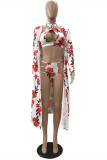 Blue Fashion Sexy Print Hollowed Out Basic Swimwears