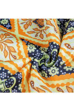 Orange Polyester Elastic Fly Sleeveless High Print Geometric Floral A-line skirt Pants