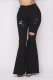 Black Casual Patchwork Ripped Skinny Small Elastic High Waist Speaker Bottoms