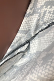 Silver cardigan serpentine Print Polyester Print Long Sleeve Coats & Cardigan