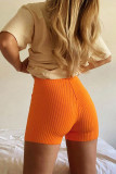 Orange Fashion Casual Solid Basic Skinny High Waist Shorts