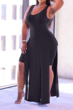 Red Sexy Solid High Opening U Neck Sleeveless Two Pieces