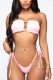 Orange Pink Sexy Solid Swimwears