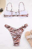 Zebra Fashion Sexy Print Backless Swimwears