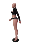Blue Sweet Patchwork Hollowed Out Swimwears