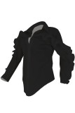 Black Notched Long Sleeve Draped Solid asymmetrical Blouses & Shirts