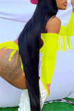 Orange Fashion Sexy Solid Tassel Hollowed Out Swimwears