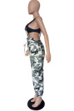 Pink Casual Print Regular Mid Waist Pencil Bottoms