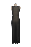 Black Sexy Solid See-through Swimwears