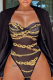 Black Sexy Print Patchwork Spaghetti Strap Skinny Jumpsuits