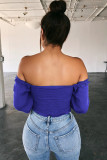 White V Neck Long Sleeve Patchwork crop top Solid